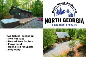 New Listing! Two Cabins with Hot Tubs - Playground